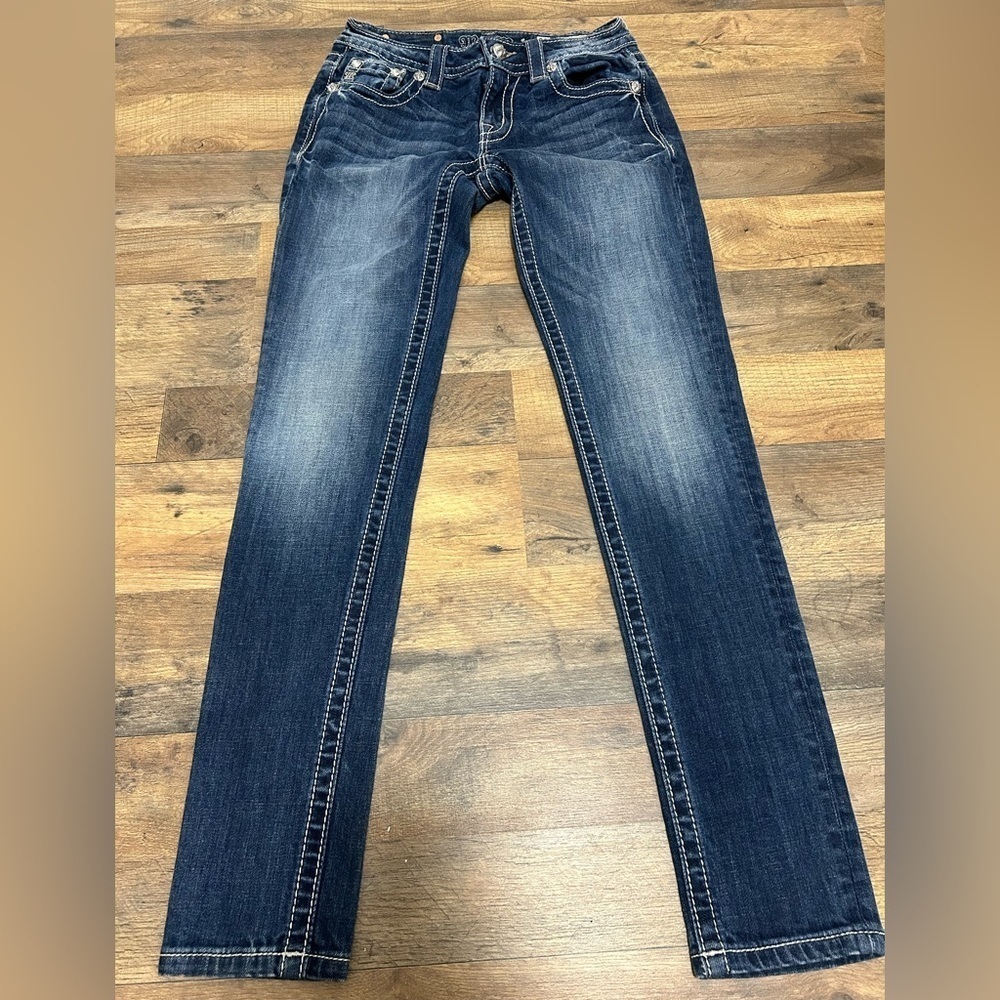 Y2K Miss Me Women's Skinny Leg Dark Blue Jeans W27